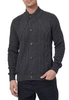 Cardigan classico da uomo in maglia grossa con collo alto e abbottonatura frontale - Cardigan testurizzato 13401 - Nero, Blu navy o Grigio
