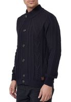 Cardigan classico da uomo in maglia grossa con collo alto e abbottonatura frontale - Cardigan testurizzato 13401 - Nero, Blu navy o Grigio