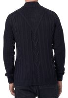 Cardigan classico da uomo in maglia grossa con collo alto e abbottonatura frontale - Cardigan testurizzato 13401 - Nero, Blu navy o Grigio