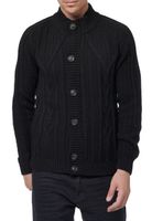 Cardigan classico da uomo in maglia grossa con collo alto e abbottonatura frontale - Cardigan testurizzato 13401 - Nero, Blu navy o Grigio