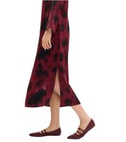 feminines Damen Midi-Kleid aus Satin mit abstraktem Print Ausgeh-Kleid 927049 Rot/Schwarz