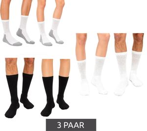3 paia di calze per diabetici SOCKSWEAR, adatte a chi soffre di problemi di circolazione, per uomo e donna, in cotone con bordo comfort, disponibili nei colori bianco, nero o bianco/grigio.