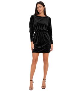 Minivestido femenino de terciopelo fluido con brillo, vestido de noche 964640 Negro