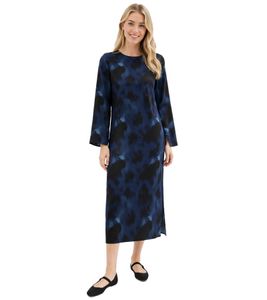 Robe midi en satin pour femme, imprimé abstrait - Robe de soirée 941633 Bleu/Noir