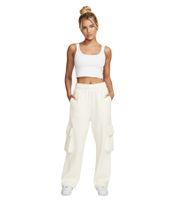Pantalones cargo de baile cómodos para mujer de NIKE - Pantalones deportivos cómodos con bolsillos cargo - Pantalones de algodón FV7520-281 Marrón o FV7512-133 Lana-Blanco