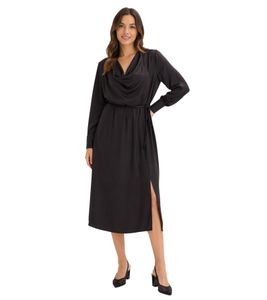 Vestido midi femenino de satén brillante, vestido de noche 923469 negro