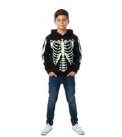 Sweat à capuche garçon tendance avec imprimé squelette fluorescent 918185 Noir