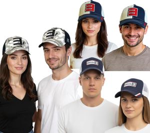 Eminem Unisex Trucker-Cap mit Logo-Stickerei stylische Baseball-Cap Fan-Artikel Navy/Weiß, Schwarz Camouflage oder Blau/Rot/Weiß