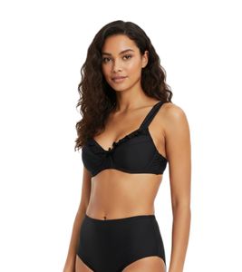 Haut de bikini élégant à armatures pour femme, effet minimiseur, maillot de bain, bonnet D, 976949, noir