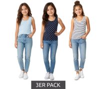 3er Pack Kinder Unterhemd für Mädchen Baumwoll-Shirt Tank-Top 954821 Navy/Hellblau/Weiß