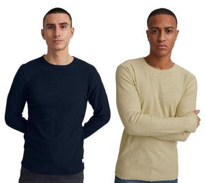 klassischer 11 PROJECT PRFriko Herren Feinstrickpullover mit Rundhals Strickpullover 20714436ME Grau oder Blau