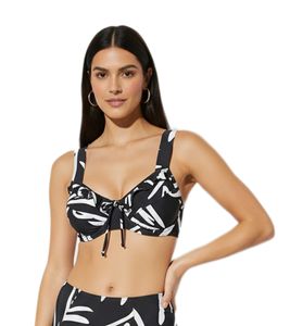 Haut de bikini minimiseur tendance pour femme, bretelles ajustables, bonnet E, réf. 962669, noir/blanc