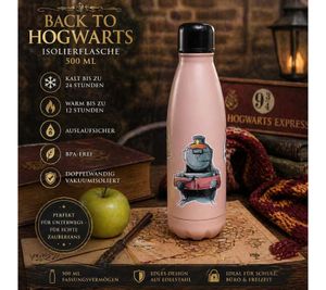 Bottiglia termica in acciaio inox da 500 ml "Ritorno a Hogwarts", design magico, rosa