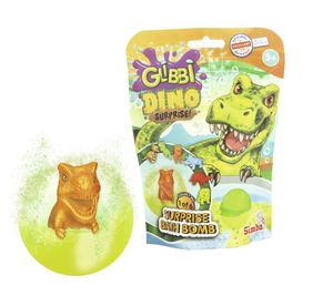 GLIBBI DINO Bombas de Baño Sorpresa para Niños con Figuras de Dinosaurios Coleccionables, A partir de 3 años, 100 g, 105953717, Azul, Verde o Naranja