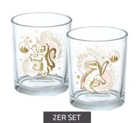 Set di 2 bicchieri di Harry Potter con Creature Mistiche, Bicchieri da bere, Merchandising per fan, 400 ml, Bianco/Oro