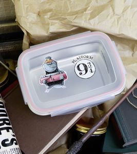 Harry Potter Hogwarts Express Brotdose mit 4-seitigem Clipverschluss Brot-Aufbewahrungsbox 850ml Grau/Rosa
