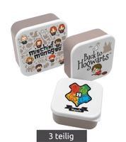 Set portapranzo di Harry Potter, 3 pezzi con stemma di Hogwarts e personaggi, contenitore per il pane, grigio
