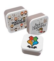 Set portapranzo di Harry Potter, 3 pezzi con stemma di Hogwarts e personaggi, contenitore per il pane, grigio