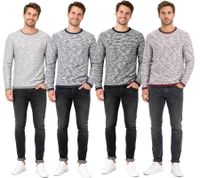 klassisches SOLID SDFlocks Herren Sweatshirt mit Rundhals Pullover Große Größen 21102722ME in Schwarz, Blau, Grau oder Rot