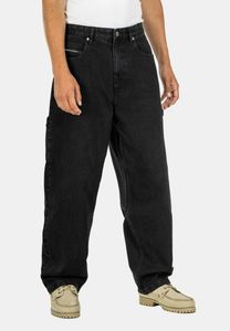 Cómodos pantalones vaqueros elásticos Reell para hombre con algodón, color negro.
