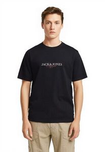 Casual Jack & Jones men's T-shirt with cotton, black