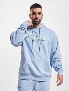 Comoda felpa con cappuccio da uomo Staple con coulisse, maglia a coste, blu