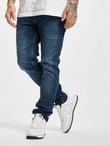 Cómodos pantalones vaqueros de hombre 2Y Premium, corte ajustado, elásticos, con cremallera y de algodón azul.