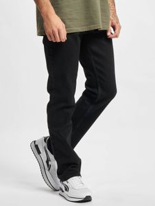 Comodi jeans da uomo 2Y Premium, vestibilità dritta, elasticizzati, con zip, in cotone, colore nero.