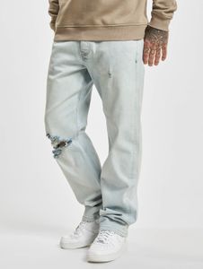 Jeans da uomo casual 2Y Premium elasticizzati con tasche con cerniera, in cotone, blu