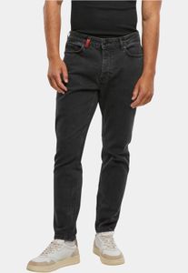 Pantalones vaqueros modernos 2Y Premium para hombre, corte ajustado, elásticos, con cremallera y de algodón negro.