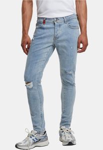 Comodi jeans da uomo 2Y Premium, vestibilità slim, elasticizzati, con zip e fodera in cotone, colore blu.
