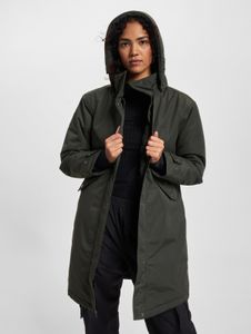 Elegante giacca da donna Didriksons con tasche e cappuccio, verde oliva.