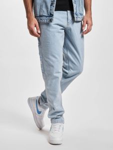 lässige Karl Kani Herren Jeans Reißverschluss Taschen mit Baumwolle Hell-Blau