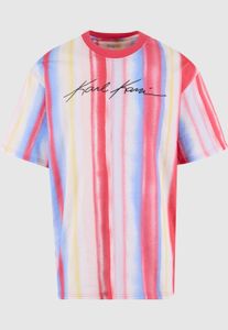 bequemes Karl Kani Herren T-Shirt mit Baumwolle Rot/Blau/Weiß/Gelb