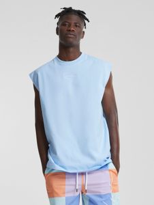Camiseta moderna para hombre de Karl Kani, 220 g/m², algodón, azul claro.
