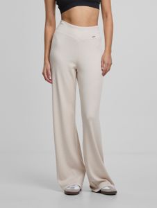 Pantalones elásticos modernos para mujer de aim'n, de algodón, color blanco crema.