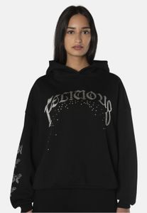 Sudadera moderna para mujer Felicious de algodón, color negro.
