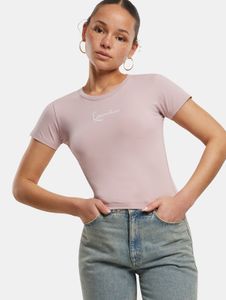 bequemes Karl Kani Damen T-Shirt Stretch 220 g/m² mit Baumwolle Alt-Rosa