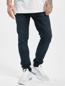 Cómodos pantalones vaqueros de hombre 2Y Premium, corte ajustado, elásticos, con cremallera y de algodón azul.