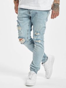 lässige 2Y Premium Herren Jeans Skinny Fit Stretch Reißverschluss mit Baumwolle Blau