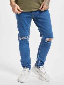 bequeme 2Y Premium Herren Jeans Skinny Fit Reißverschluss Taschen mit Baumwolle Blau