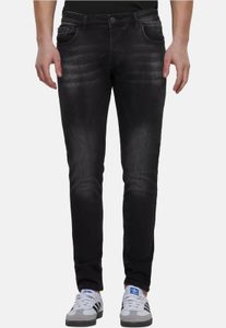 stylische 2Y Premium Herren Jeans Skinny Fit Stretch Reißverschluss mit Baumwolle Schwarz
