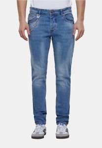 Pantalones vaqueros ajustados elásticos Modern 2Y Premium para hombre, con cremallera y de algodón, color azul.