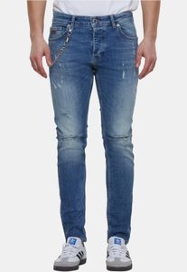 Jean skinny stretch pour homme Modern 2Y Premium, bleu, avec fermeture éclair et doublure en coton.