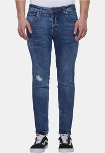 bequeme 2Y Premium Herren Jeans Skinny Fit Stretch Reißverschluss mit Baumwolle Blau