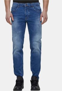 Jean stretch pour homme Modern 2Y Premium avec fermeture éclair, en coton bleu