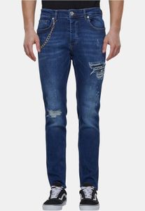 Stylish 2Y Premium Men's Jeans Stretch Skinny Fit Denim with Cotton Blue