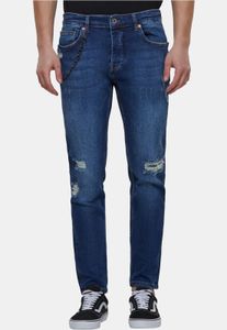 Comfortable 2Y Premium Men's Stretch Jeans with Zipper, Cotton, Blue