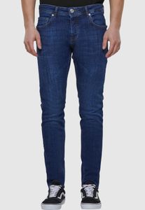 moderne 2Y Premium Herren Jeans Skinny Fit Stretch Reißverschluss mit Baumwolle Blau