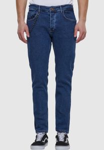 Jean décontracté 2Y Premium pour homme, extensible, poches zippées, bleu